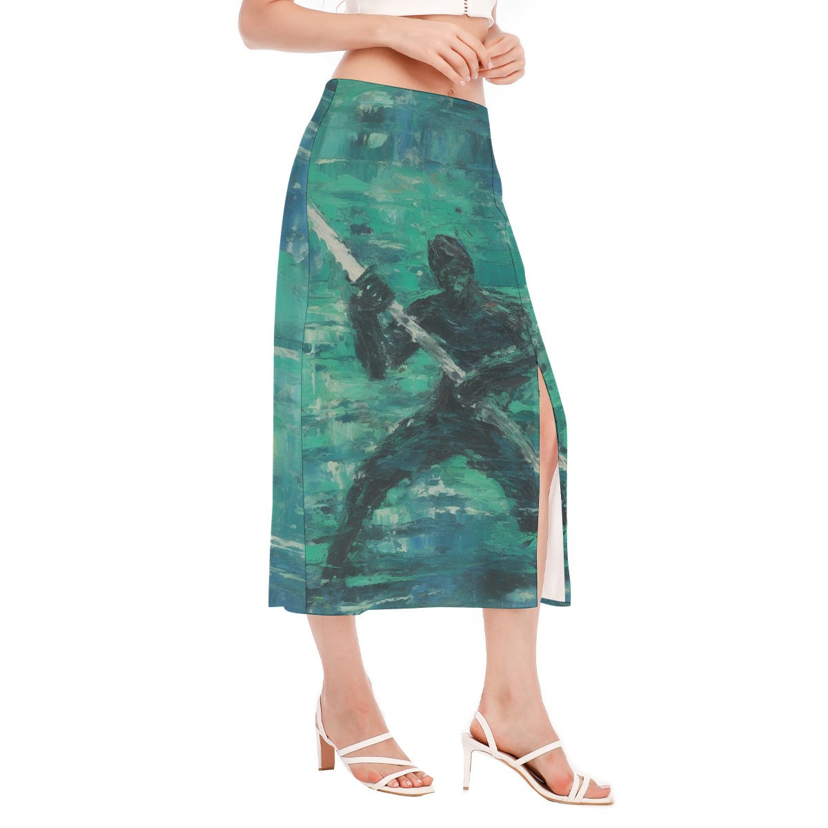 All-Over Print Women's High Slit Long Skirt