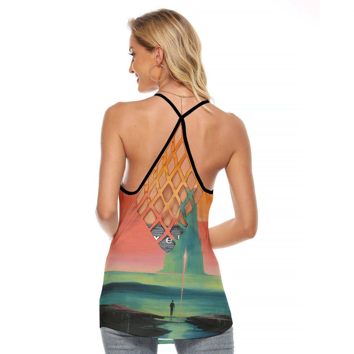 All-Over Print Women's Criss-Cross Open Back Tank Top