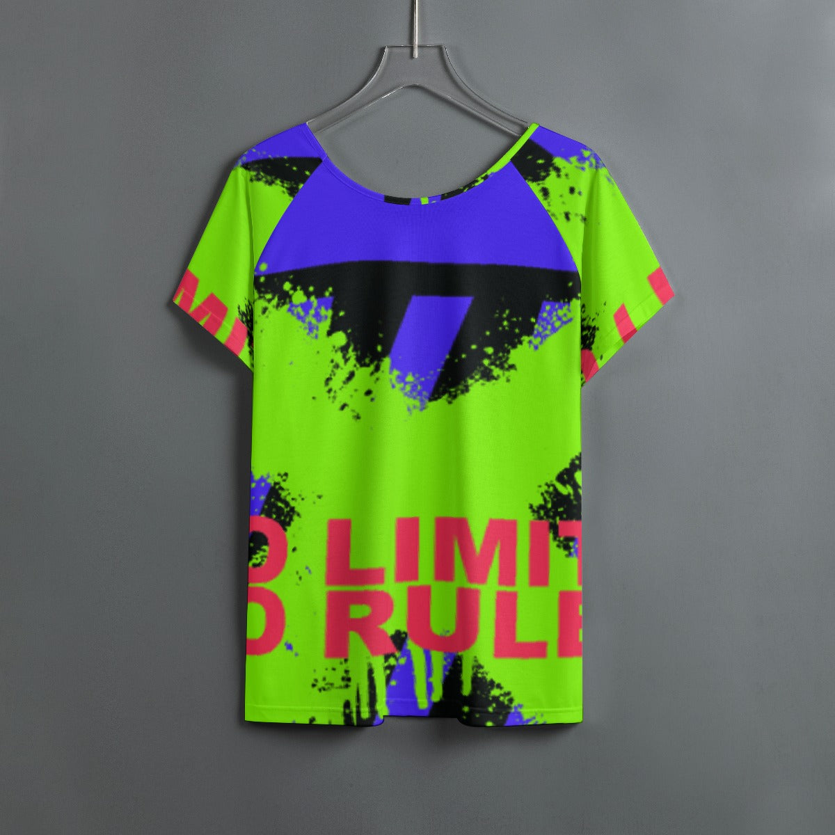 All-Over Print Women's Round Neck T-shirt With Raglan Sleeve