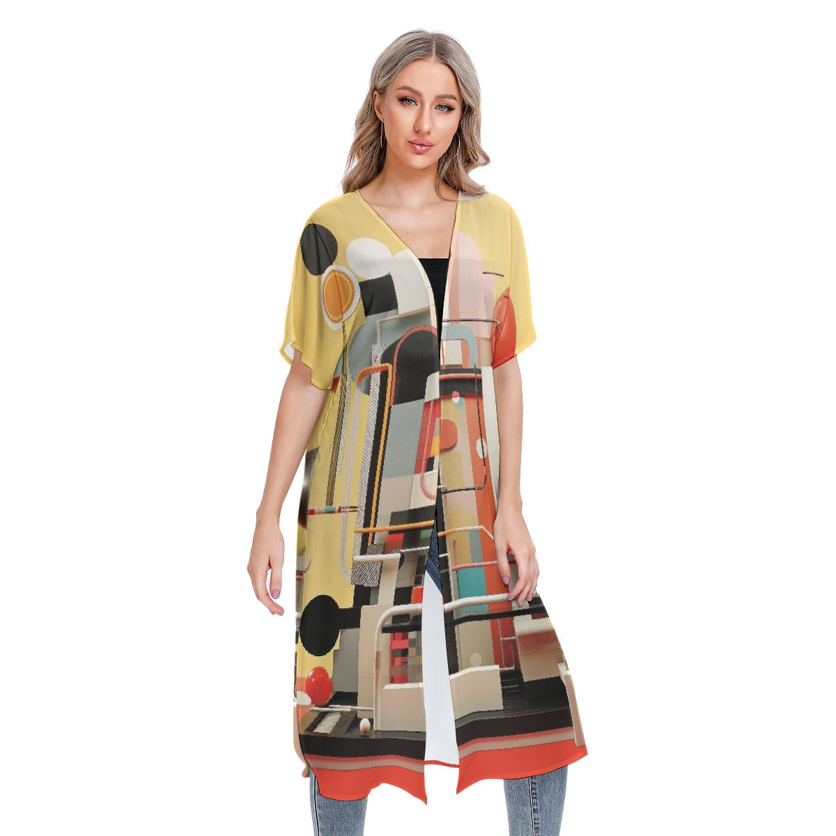 All-Over Print Women's Short Sleeve Cardigan