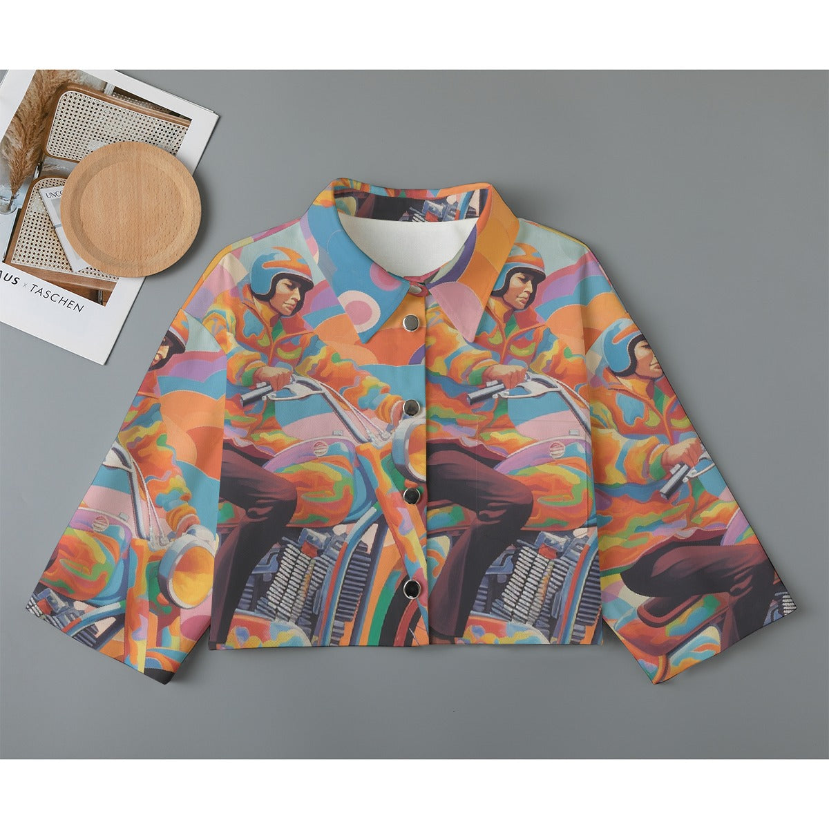 All-Over Print Women's Cropped Jacket | 245GSM Cotton