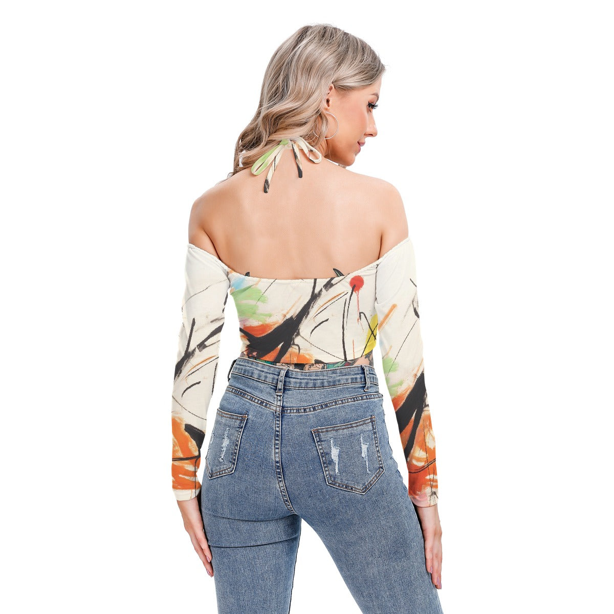 All-Over Print Women's Halter Lace-up Top