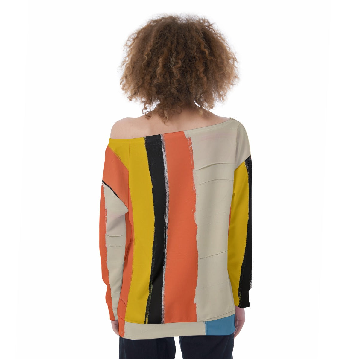 All-Over Print Oversized Women's Off-Shoulder Sweatshirt