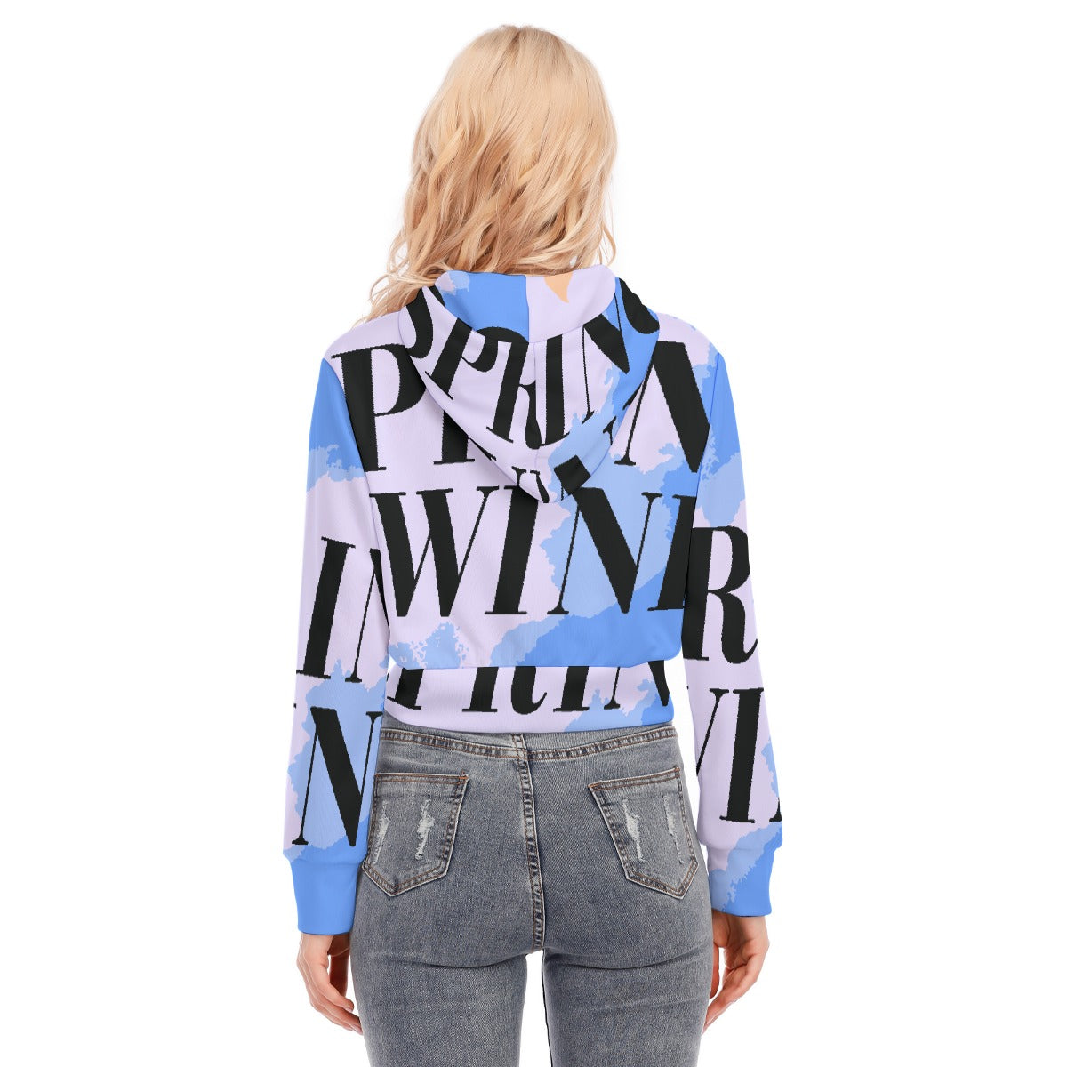 All-Over Print Women's Crop Top Hoodie With Zipper Closure