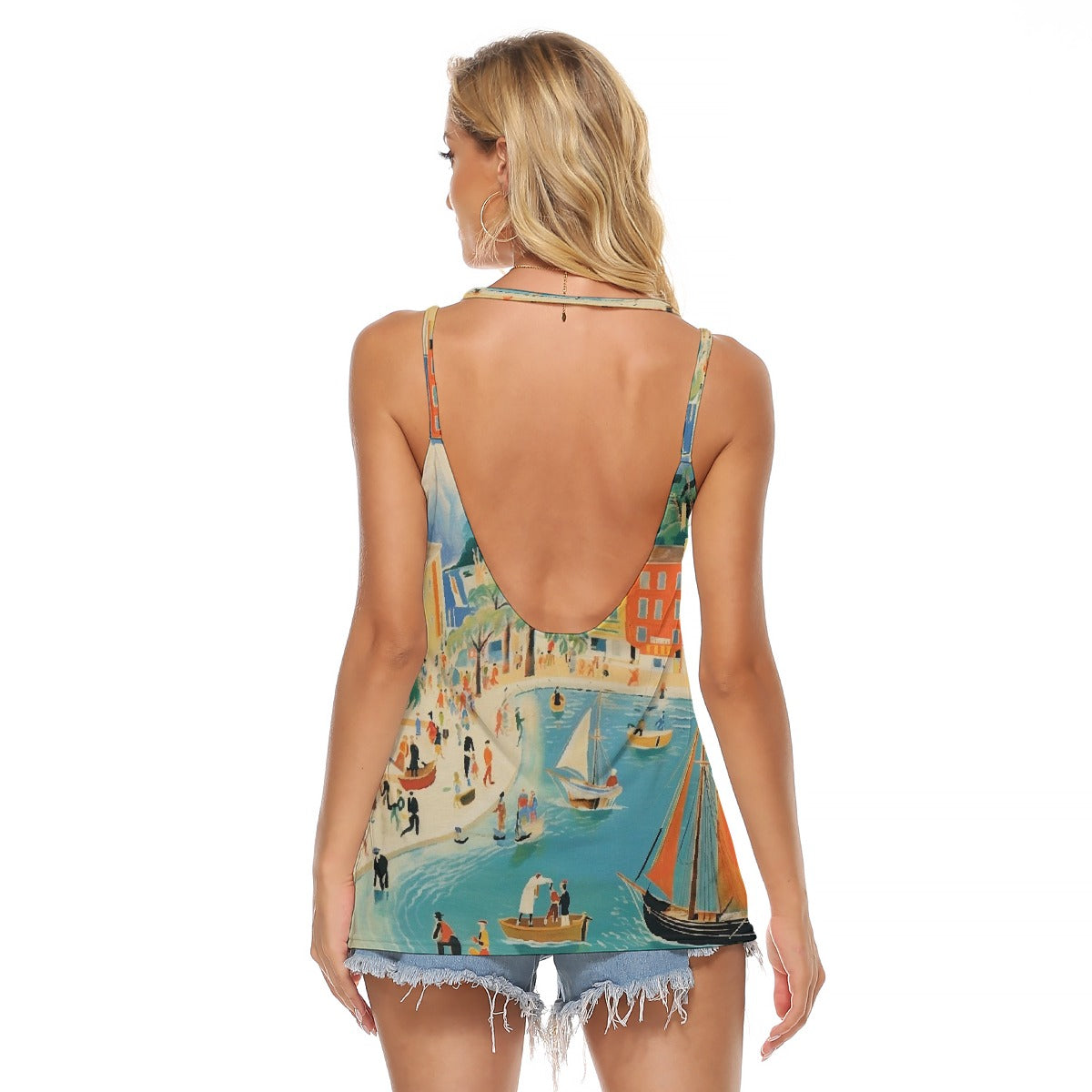 All-Over Print Women's Halter Top With Backless