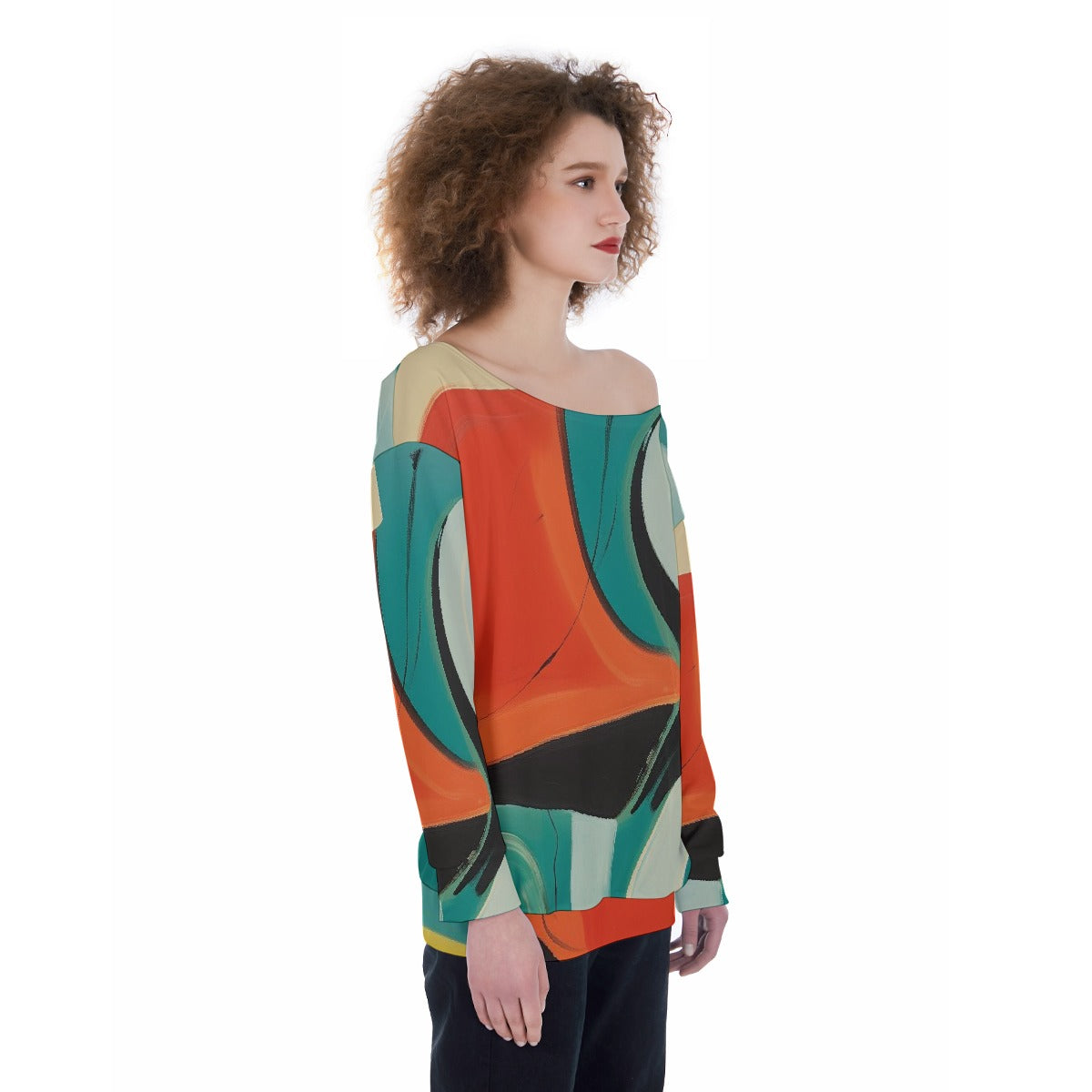 All-Over Print Oversized Women's Off-Shoulder Sweatshirt