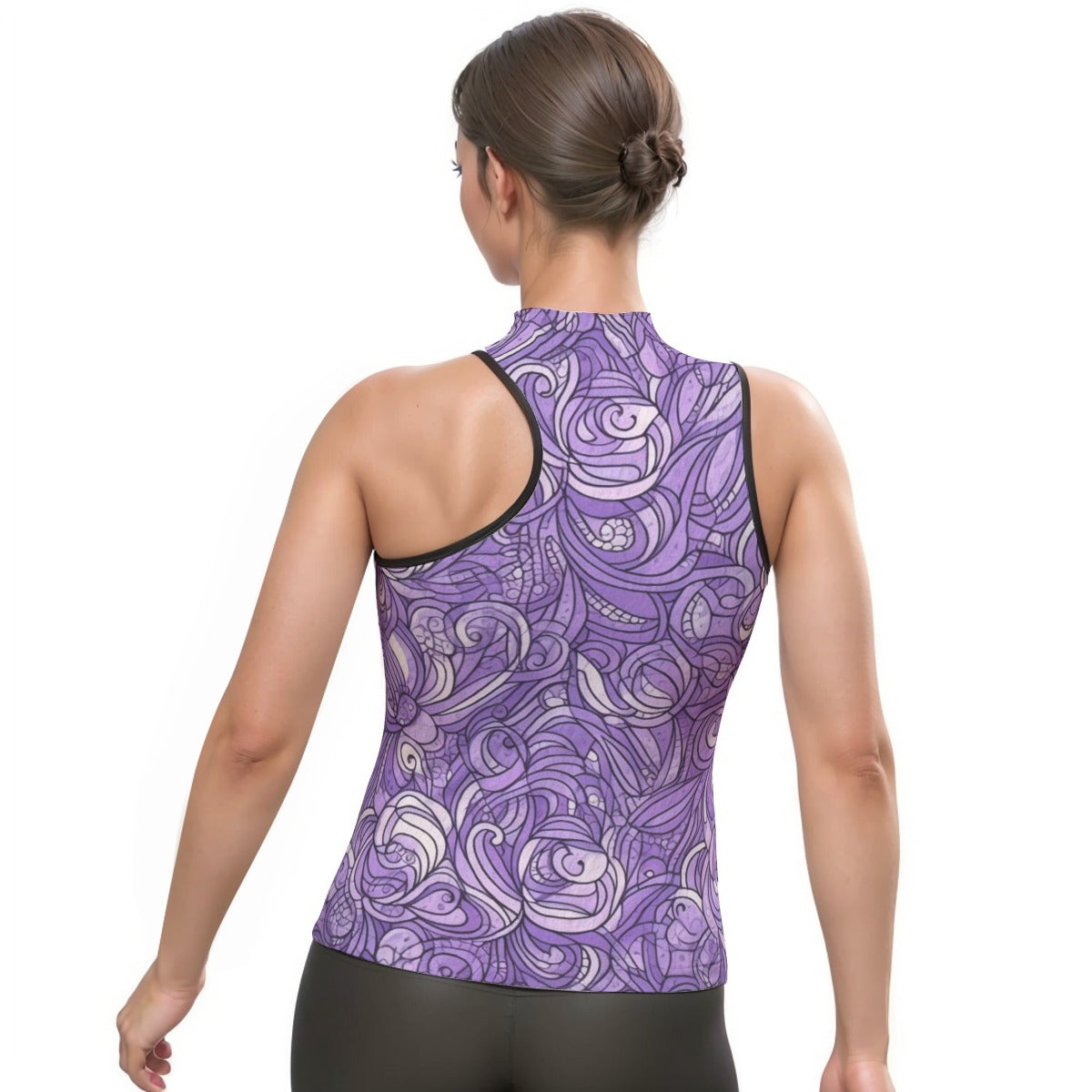 All-Over Print Women's Halter Sleeveless Asymmetrical Tank Top