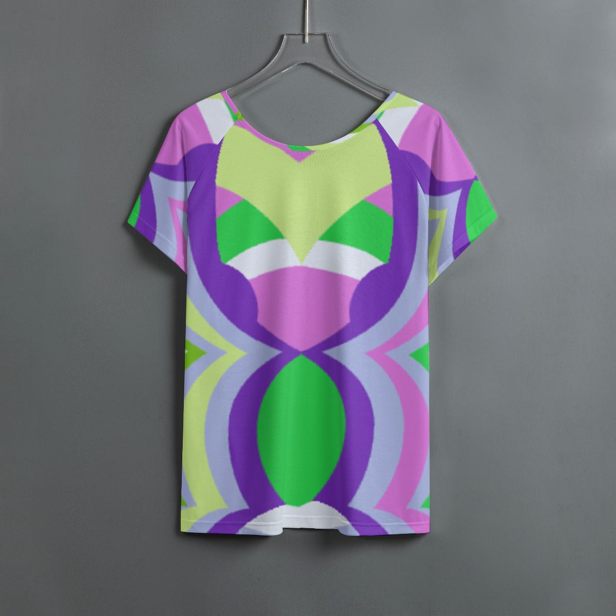 All-Over Print Women's Round Neck T-shirt With Raglan Sleeve