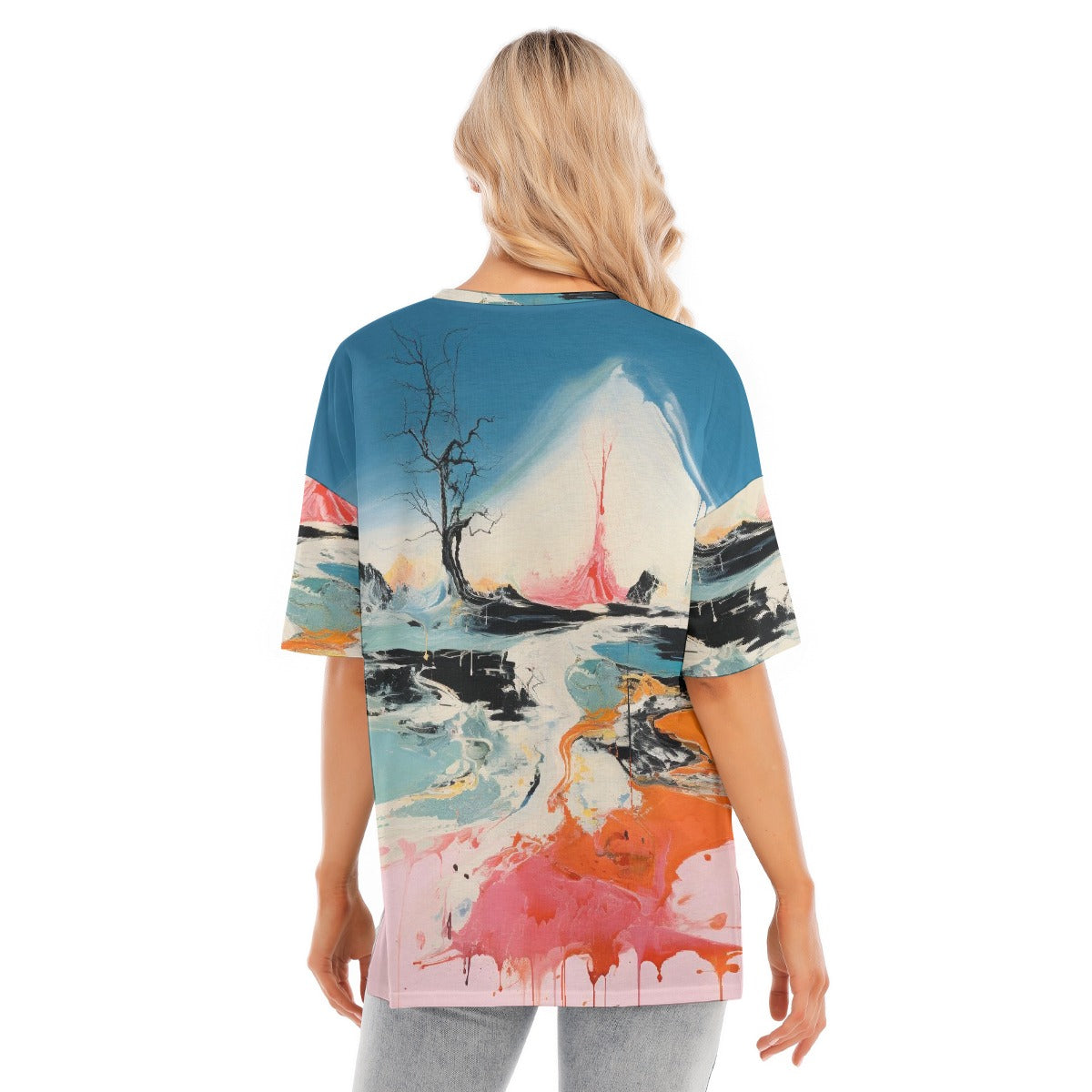 All-Over Print Women's Short Sleeves T-shirt With Hem Split