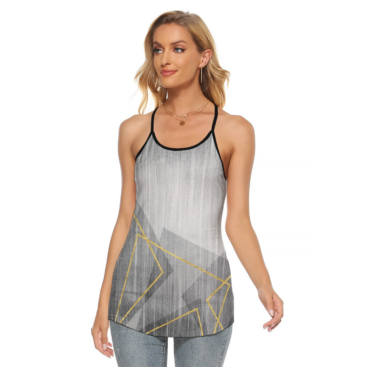 All-Over Print Women's Criss-Cross Open Back Tank Top