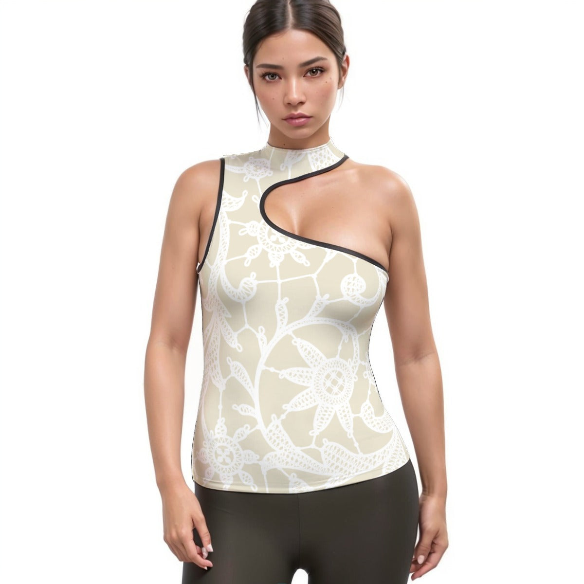 All-Over Print Women's Halter Sleeveless Asymmetrical Tank Top