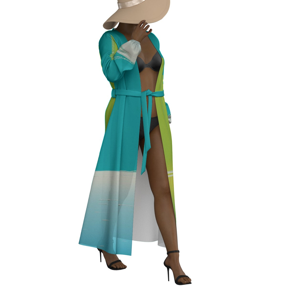 All-Over Print Women's Lace-up Chiffon Robe