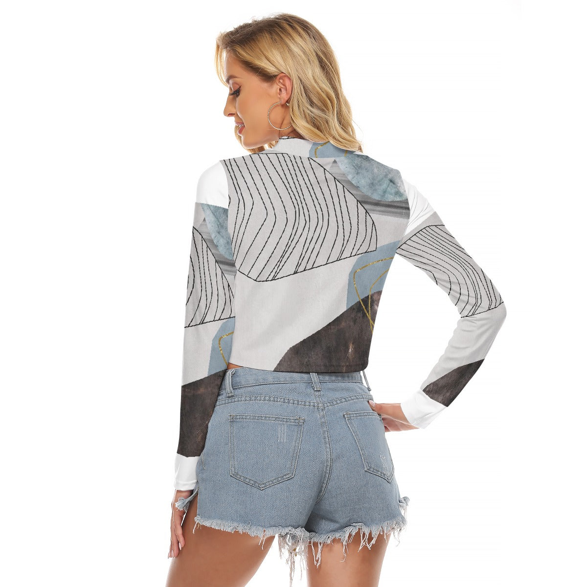 All-Over Print Women's Hollow Chest Keyhole Tight Crop Top