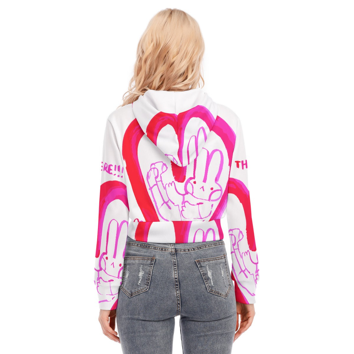 All-Over Print Women's Crop Top Hoodie With Zipper Closure