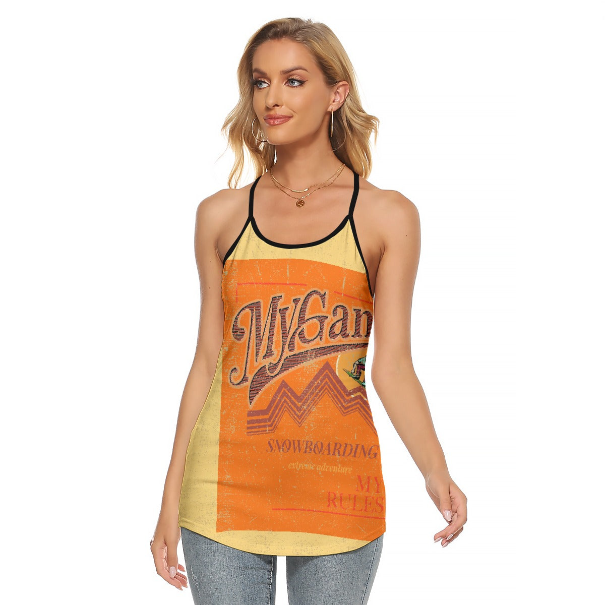 All-Over Print Women's Criss-Cross Open Back Tank Top