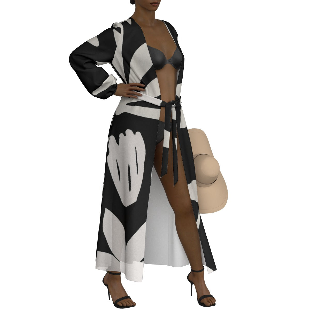 All-Over Print Women's Lace-up Chiffon Robe