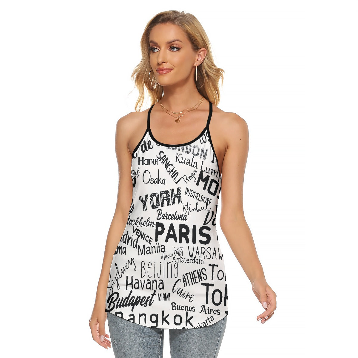 All-Over Print Women's Criss-Cross Open Back Tank Top