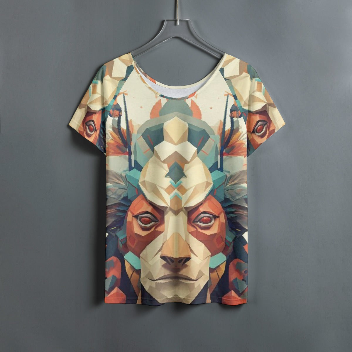All-Over Print Women's Round Neck T-shirt With Raglan Sleeve