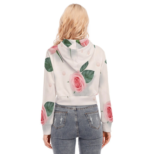 All-Over Print Women's Crop Top Hoodie With Zipper Closure