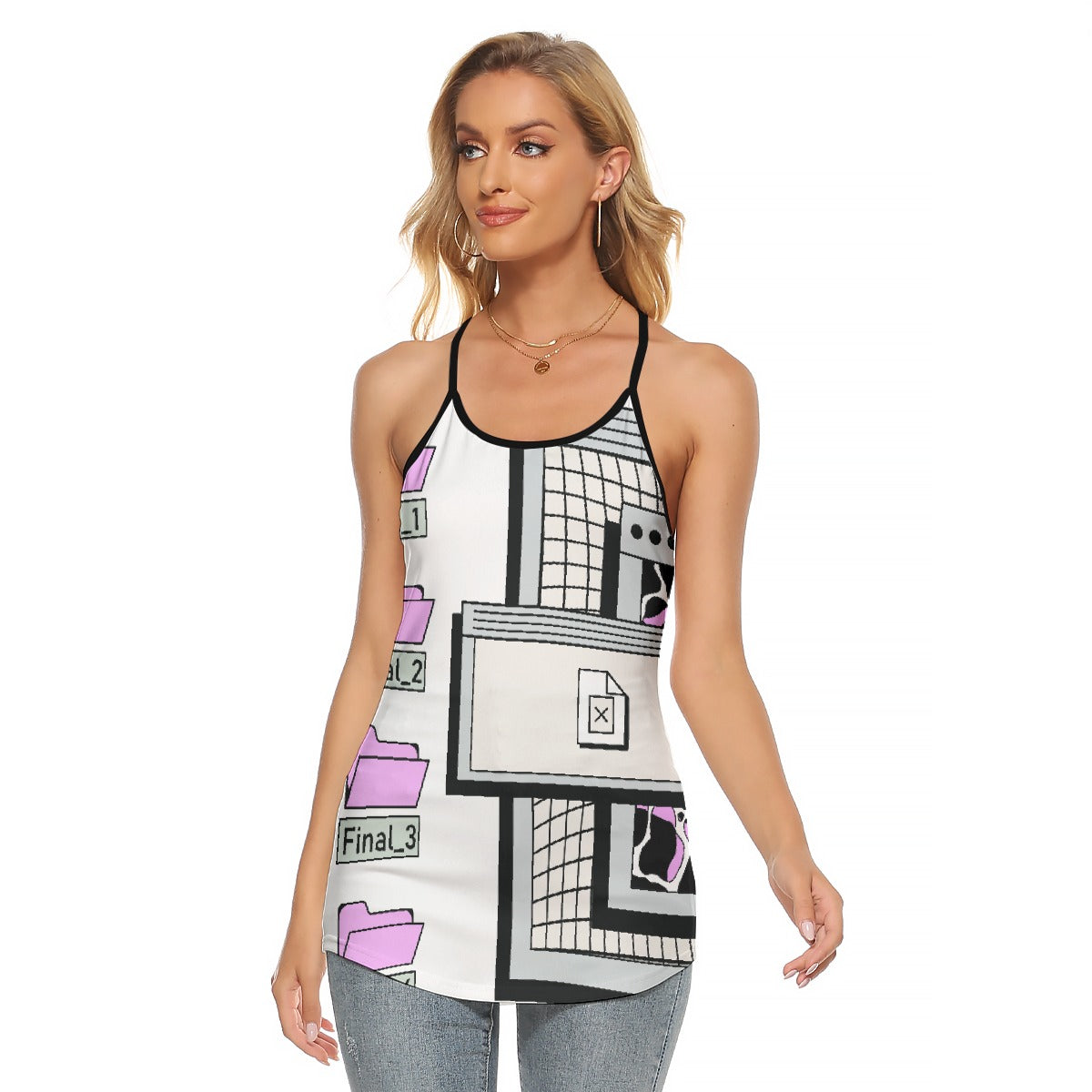 All-Over Print Women's Criss-Cross Open Back Tank Top