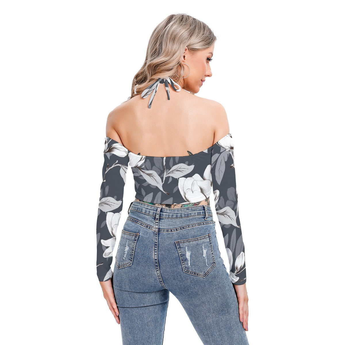 All-Over Print Women's Halter Lace-up Top