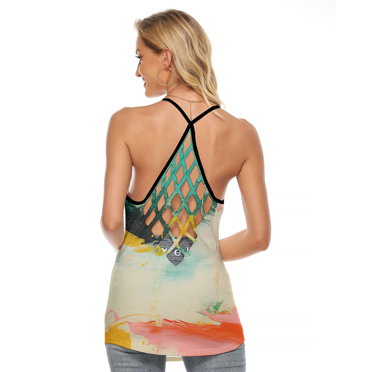 All-Over Print Women's Criss-Cross Open Back Tank Top