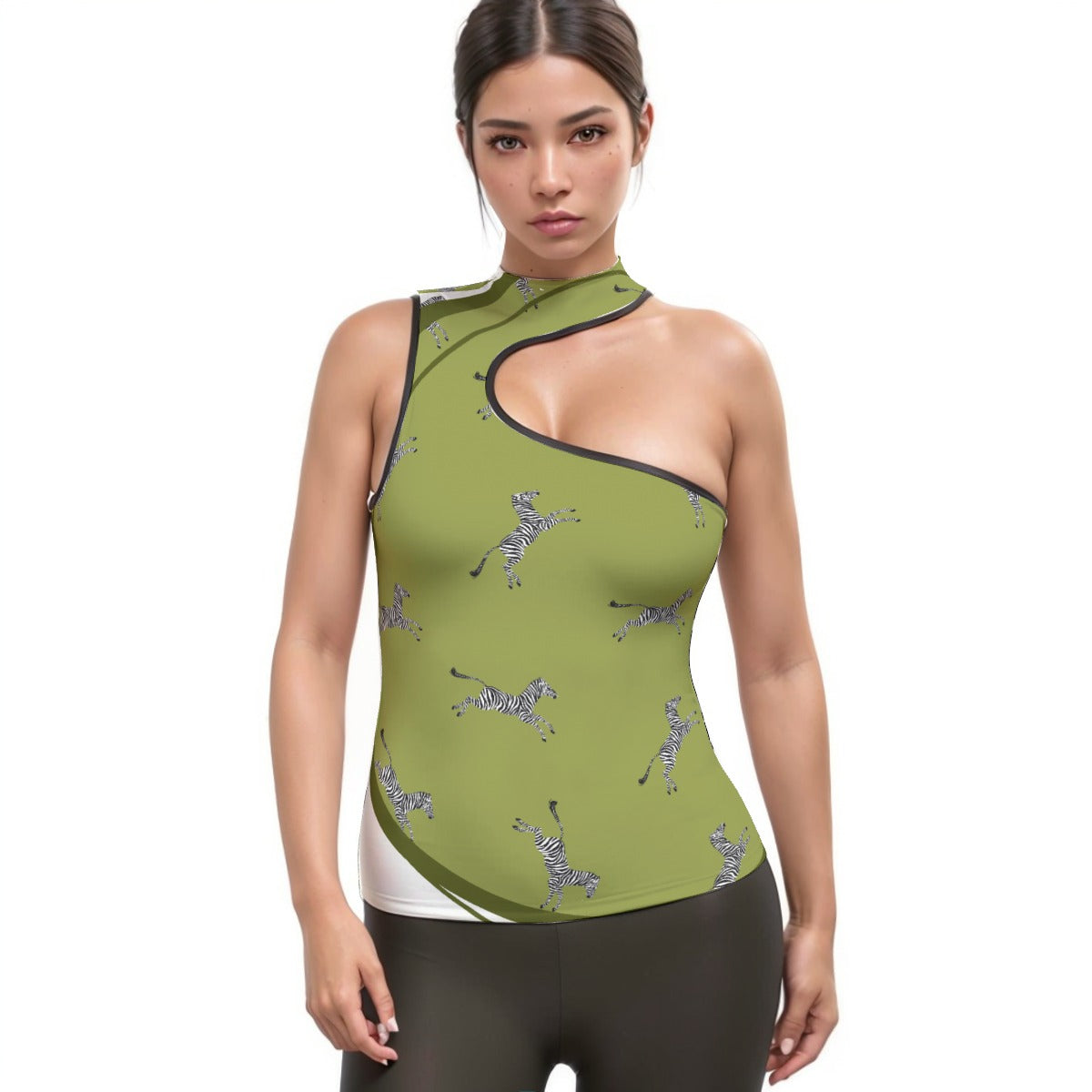 All-Over Print Women's Halter Sleeveless Asymmetrical Tank Top