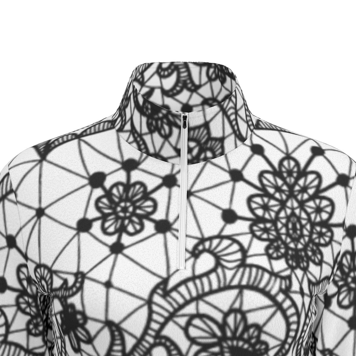 All-Over Print Women's Sports Collar Jersey With Long Sleeve