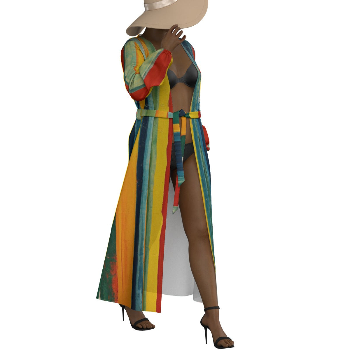 All-Over Print Women's Lace-up Chiffon Robe