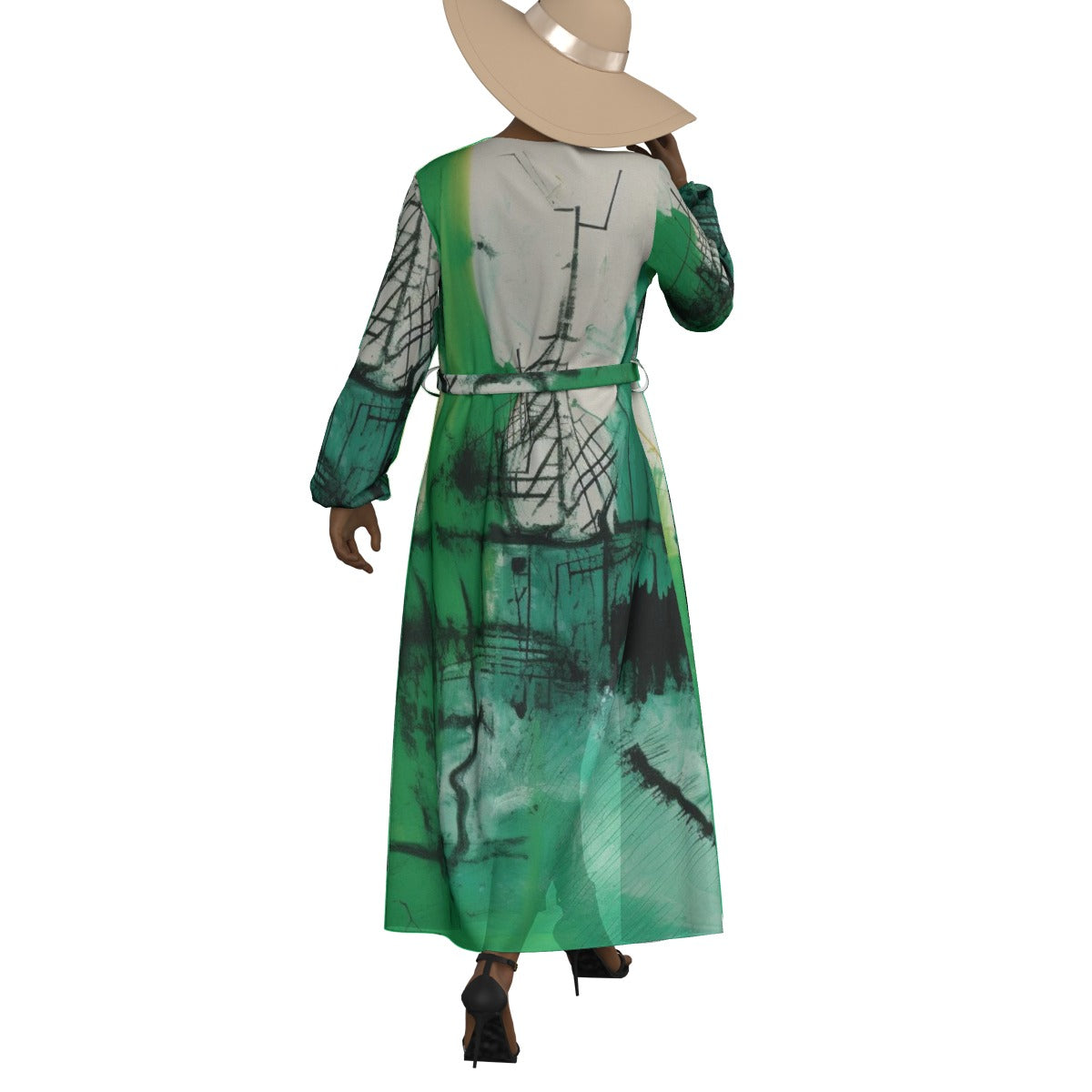 All-Over Print Women's Lace-up Chiffon Robe