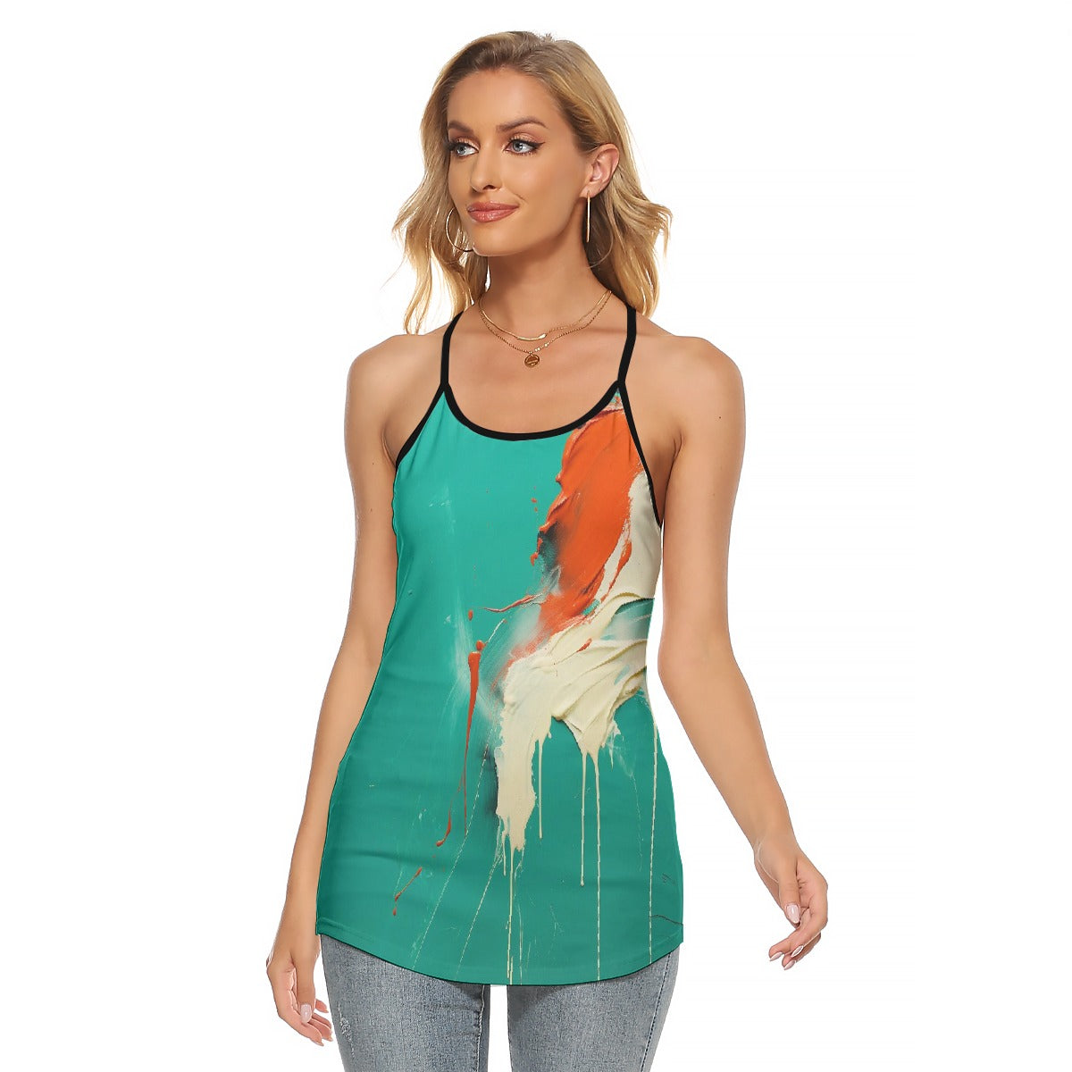 All-Over Print Women's Criss-Cross Open Back Tank Top