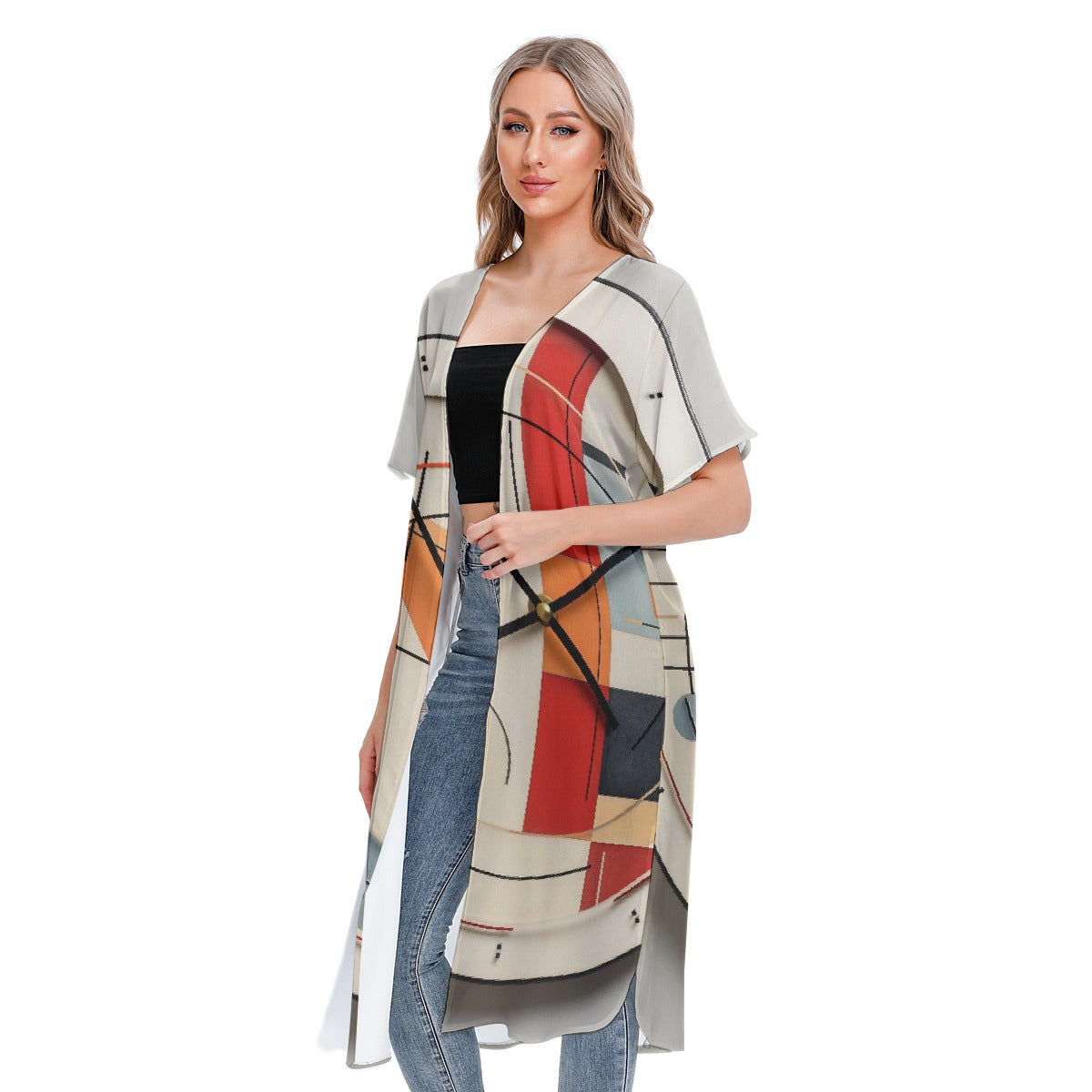 All-Over Print Women's Short Sleeve Cardigan