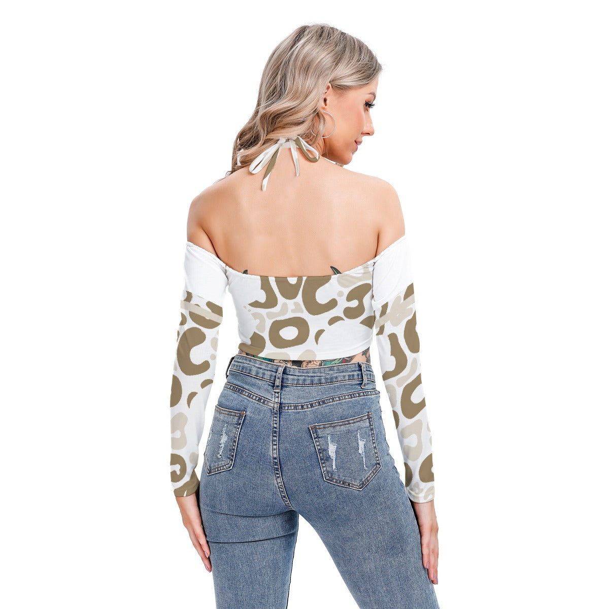 All-Over Print Women's Halter Lace-up Top