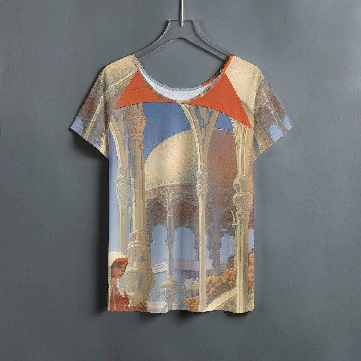All-Over Print Women's Round Neck T-shirt With Raglan Sleeve