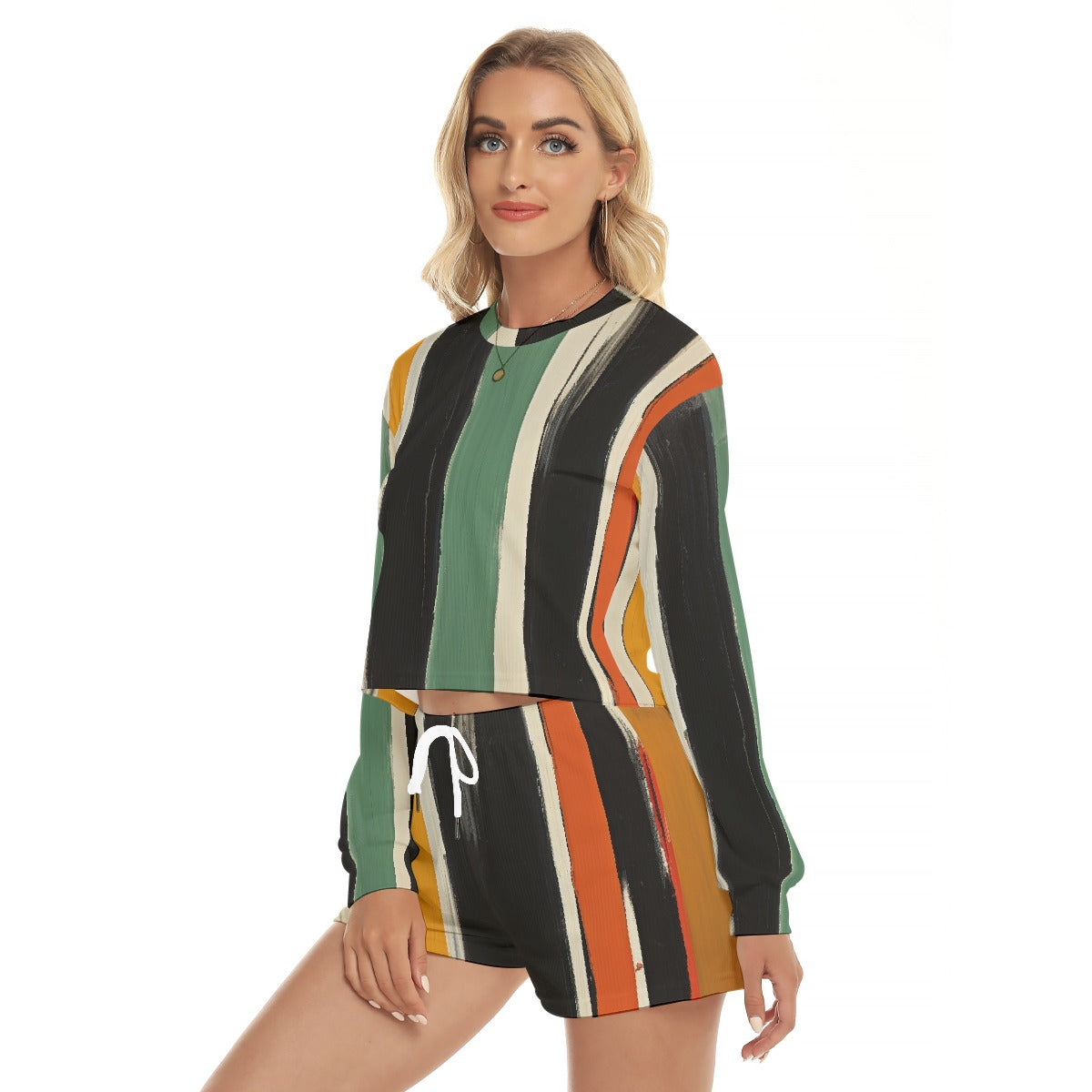 All-Over Print Women's Short Sweatshirt And Pants Suit