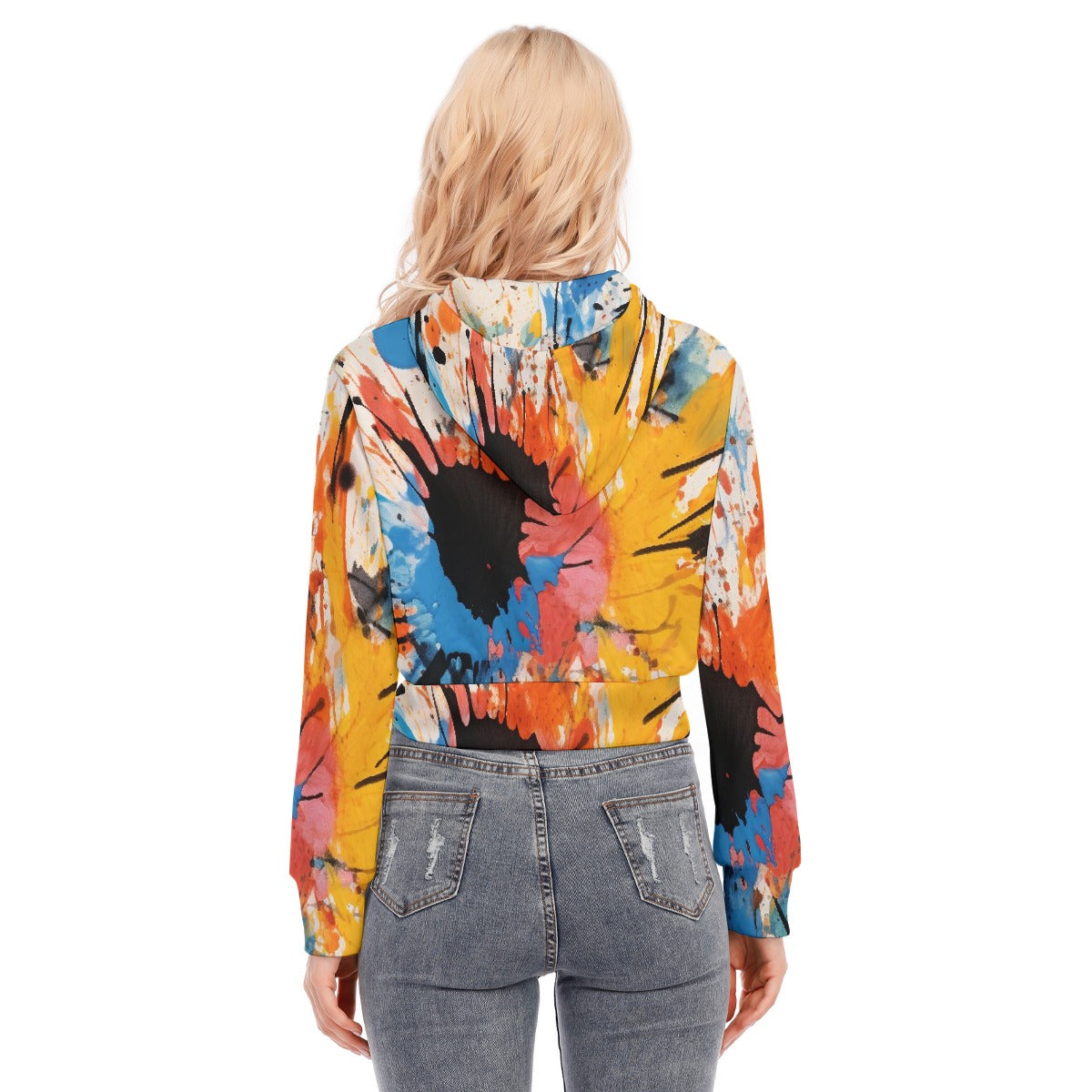 All-Over Print Women's Crop Top Hoodie With Zipper Closure