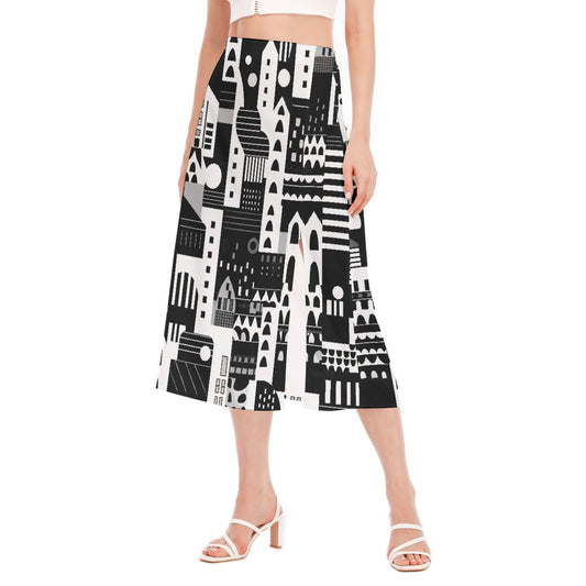 All-Over Print Women's High Slit Long Skirt