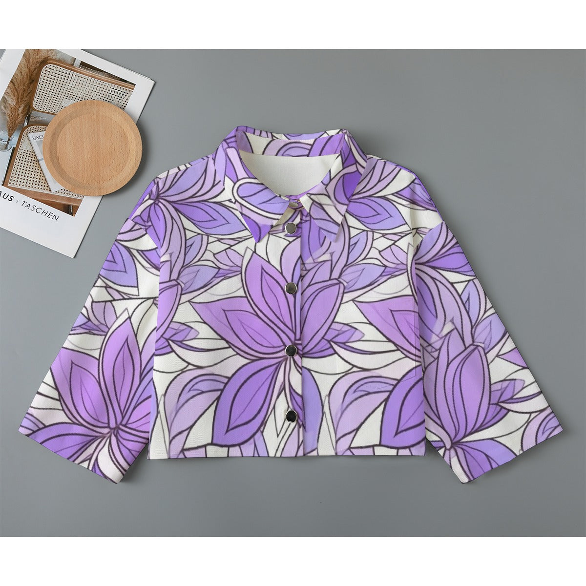 All-Over Print Women's Cropped Jacket | 245GSM Cotton