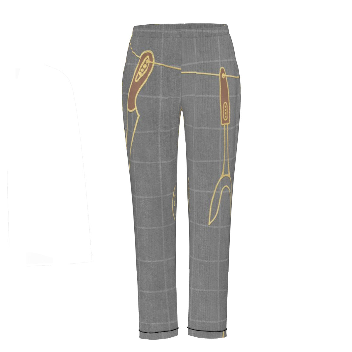 All-Over Print Women's Long Sleeve Pajama Set With Black Contrast Piping