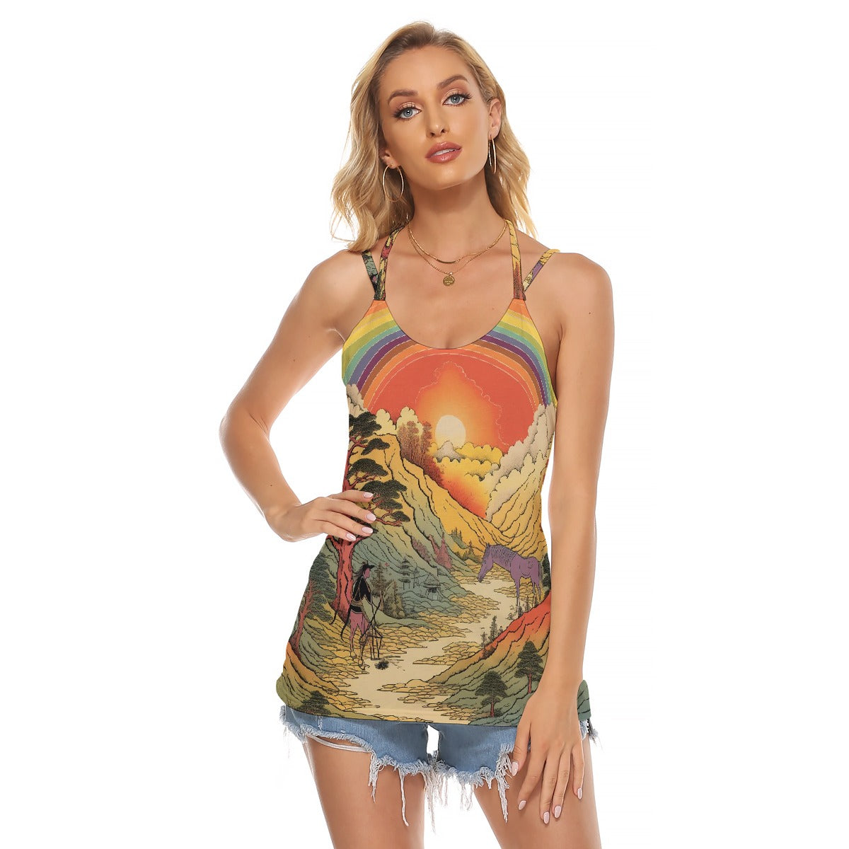 All-Over Print Women's Halter Top With Backless