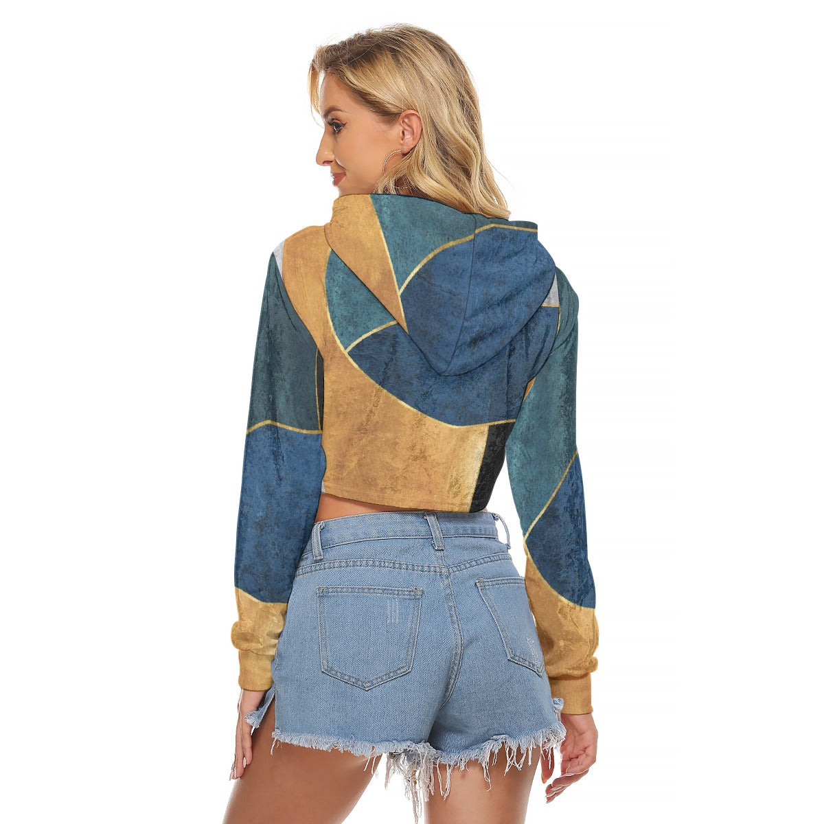 All-Over Print Women's Crop Top Hoodie|Velvet