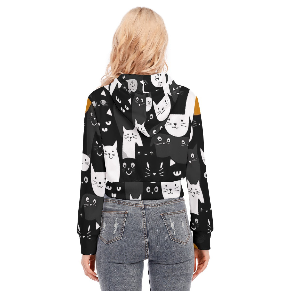 All-Over Print Women's Crop Top Hoodie With Zipper Closure