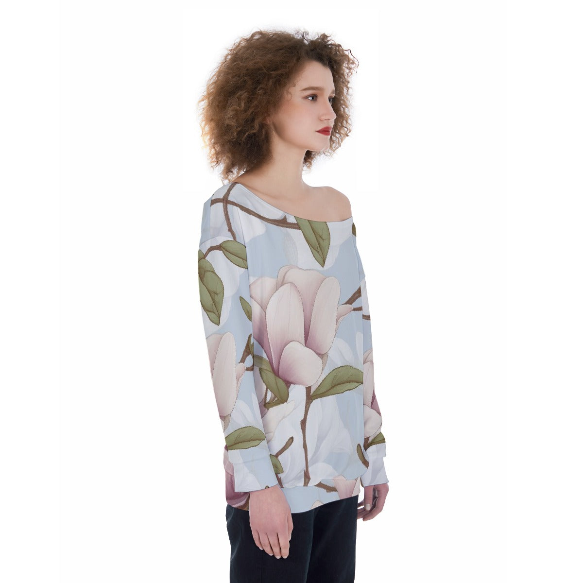 All-Over Print Oversized Women's Off-Shoulder Sweatshirt