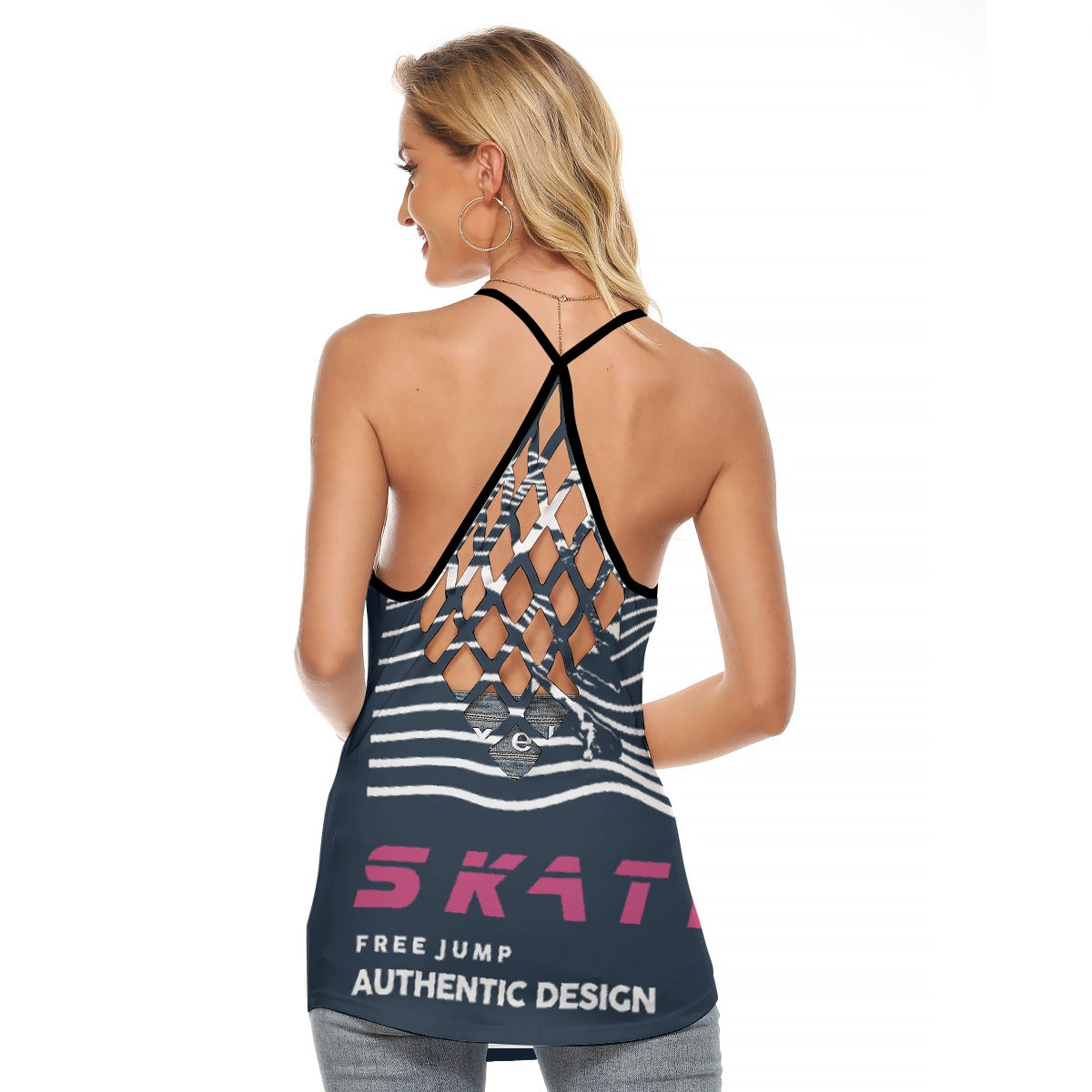 All-Over Print Women's Criss-Cross Open Back Tank Top
