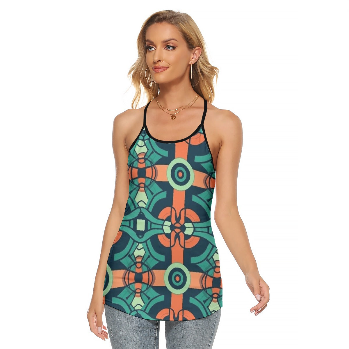 All-Over Print Women's Criss-Cross Open Back Tank Top