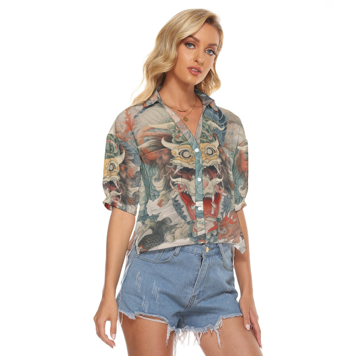 All-Over Print Women's V-neck Shirts