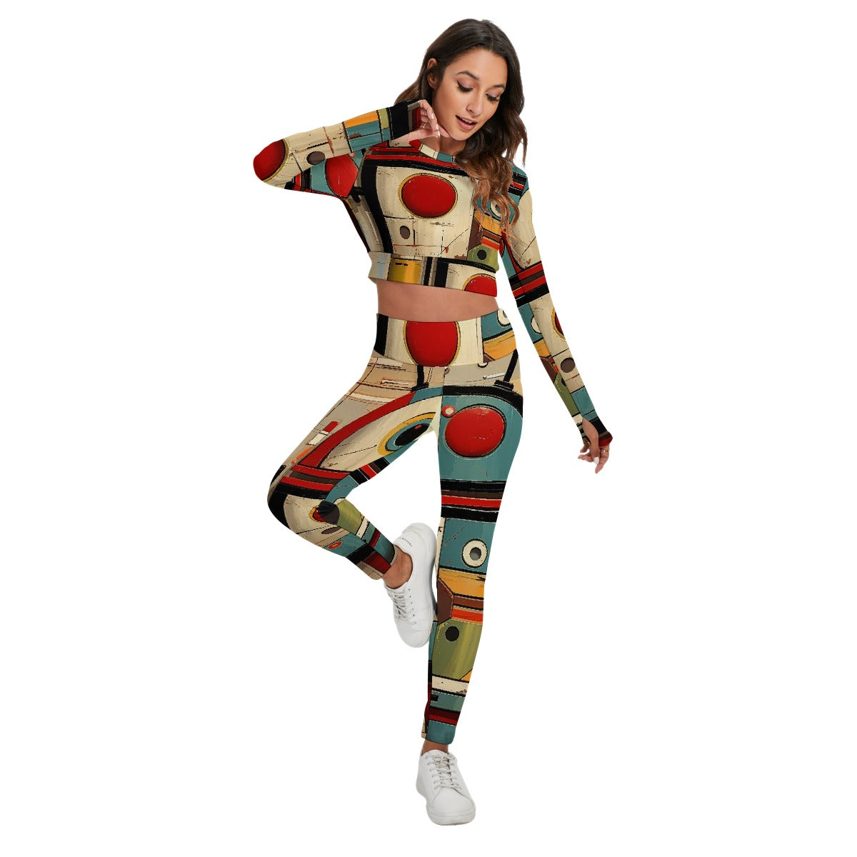 All-Over Print Women's Sport Set With Backless Top And Leggings