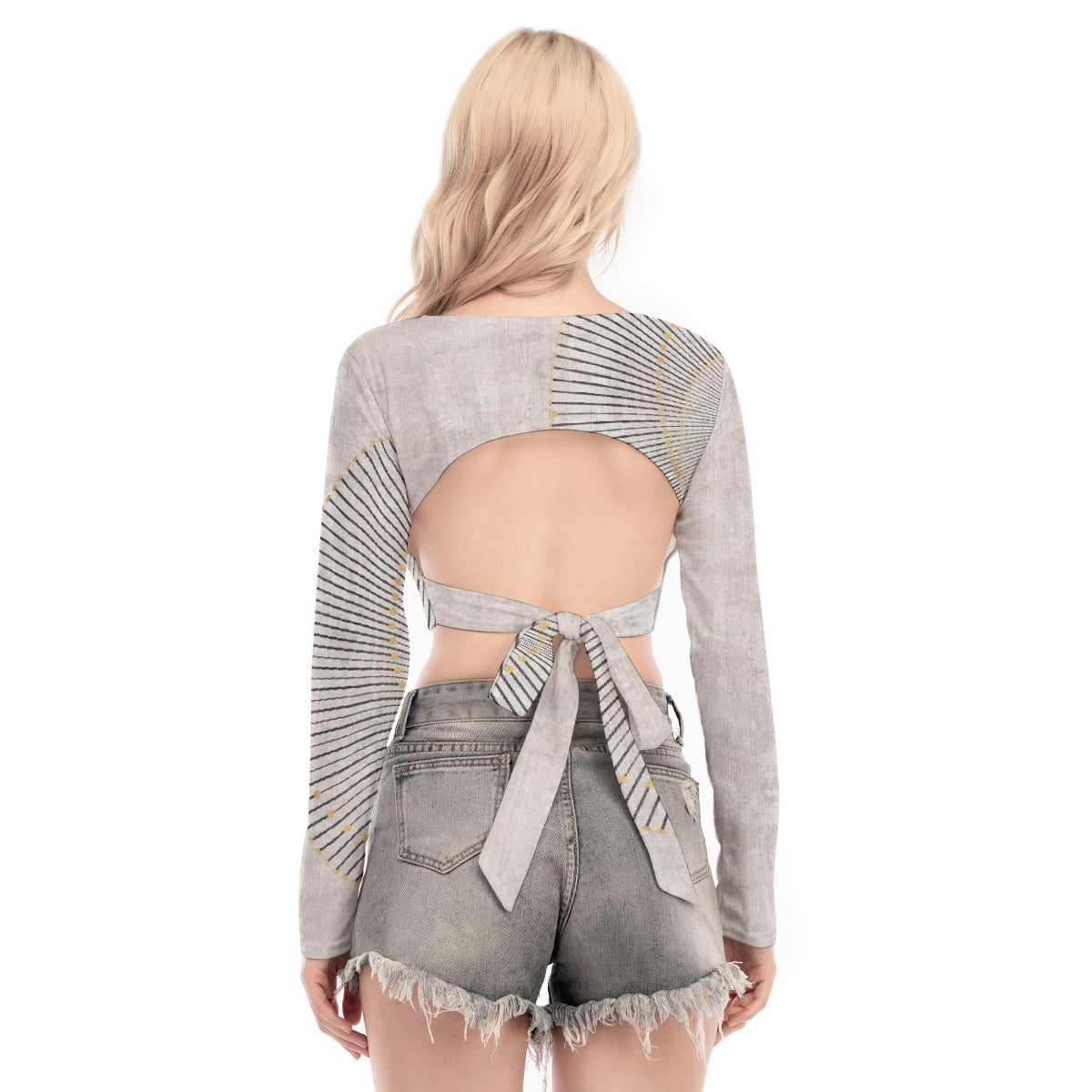 All-Over Print Women's Back Hollow T-shirt With Strap