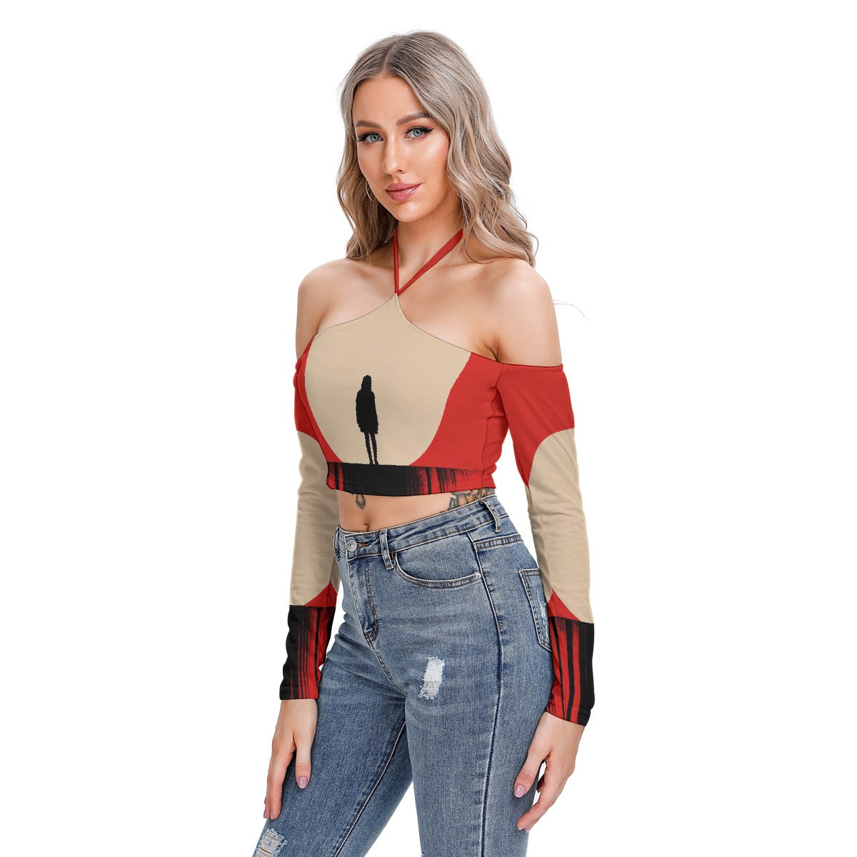 All-Over Print Women's Halter Lace-up Top