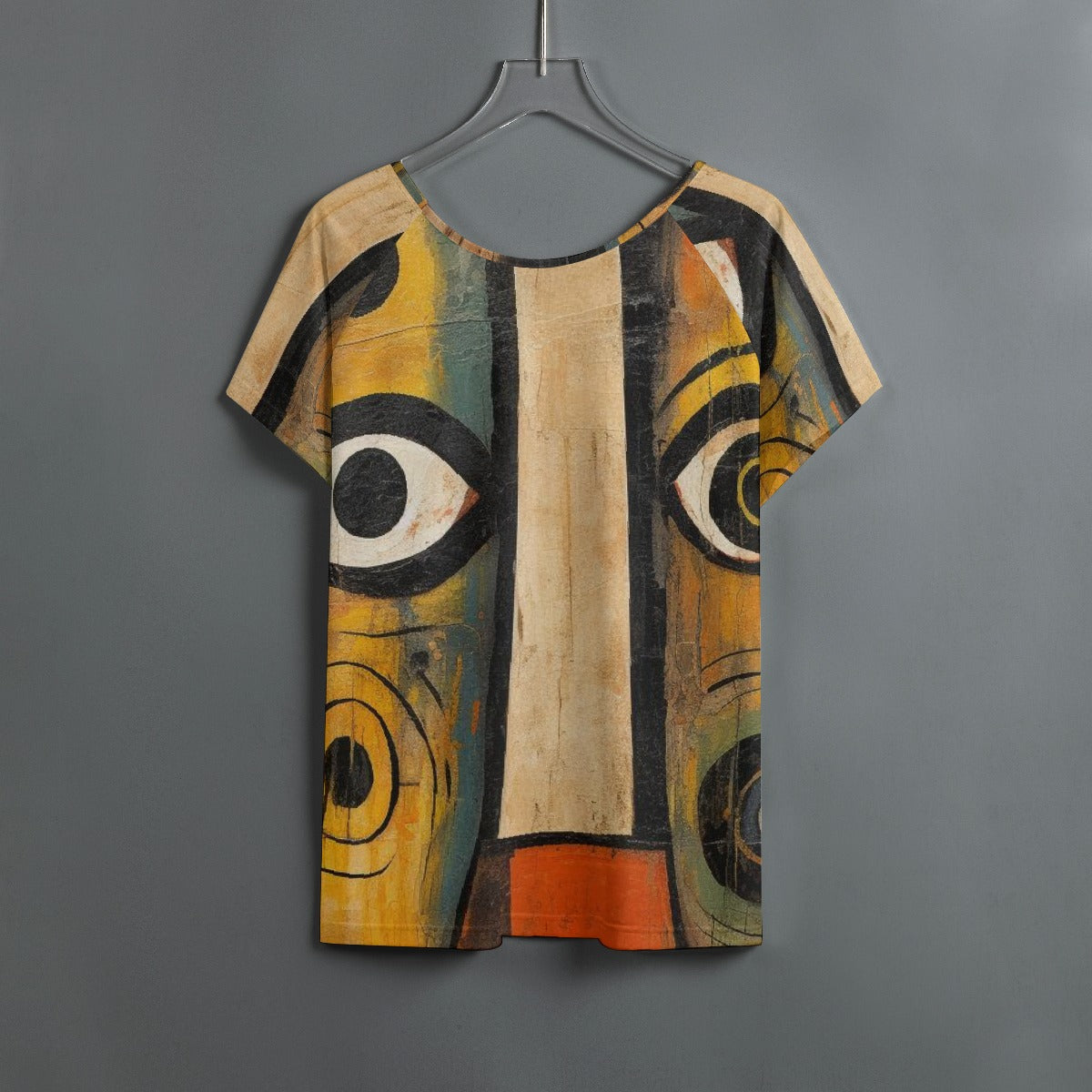 All-Over Print Women's Round Neck T-shirt With Raglan Sleeve